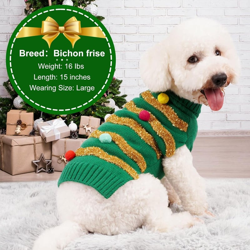 cyeollo Store Christmas Dog Sweaters for Medium Large Dogs, Soft Warm Xmas Doggy Outfit with Leash Hole Holiday Cozy Turtleneck Winter Pet Clothes - Image 2